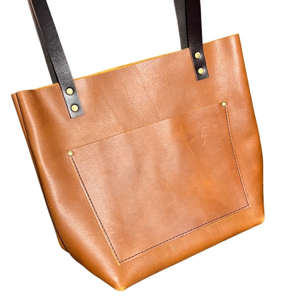Portland Leather Goods Brown‎ Tote Shoulder Bag Hand Made Large Unisex Nutmeg